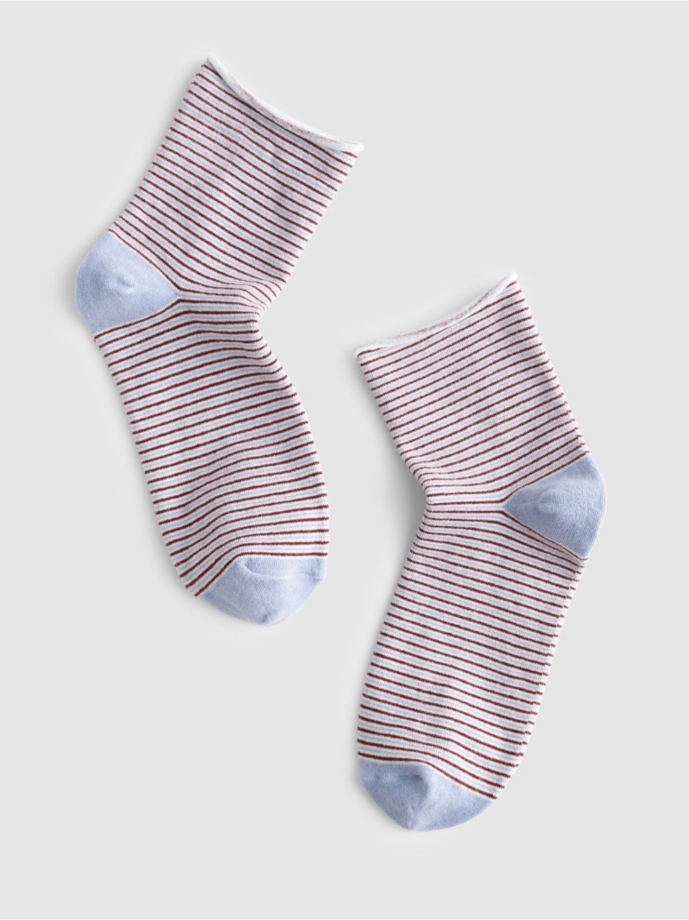 Madewell Roll-Top Ankle Socks Striped Crew Socks